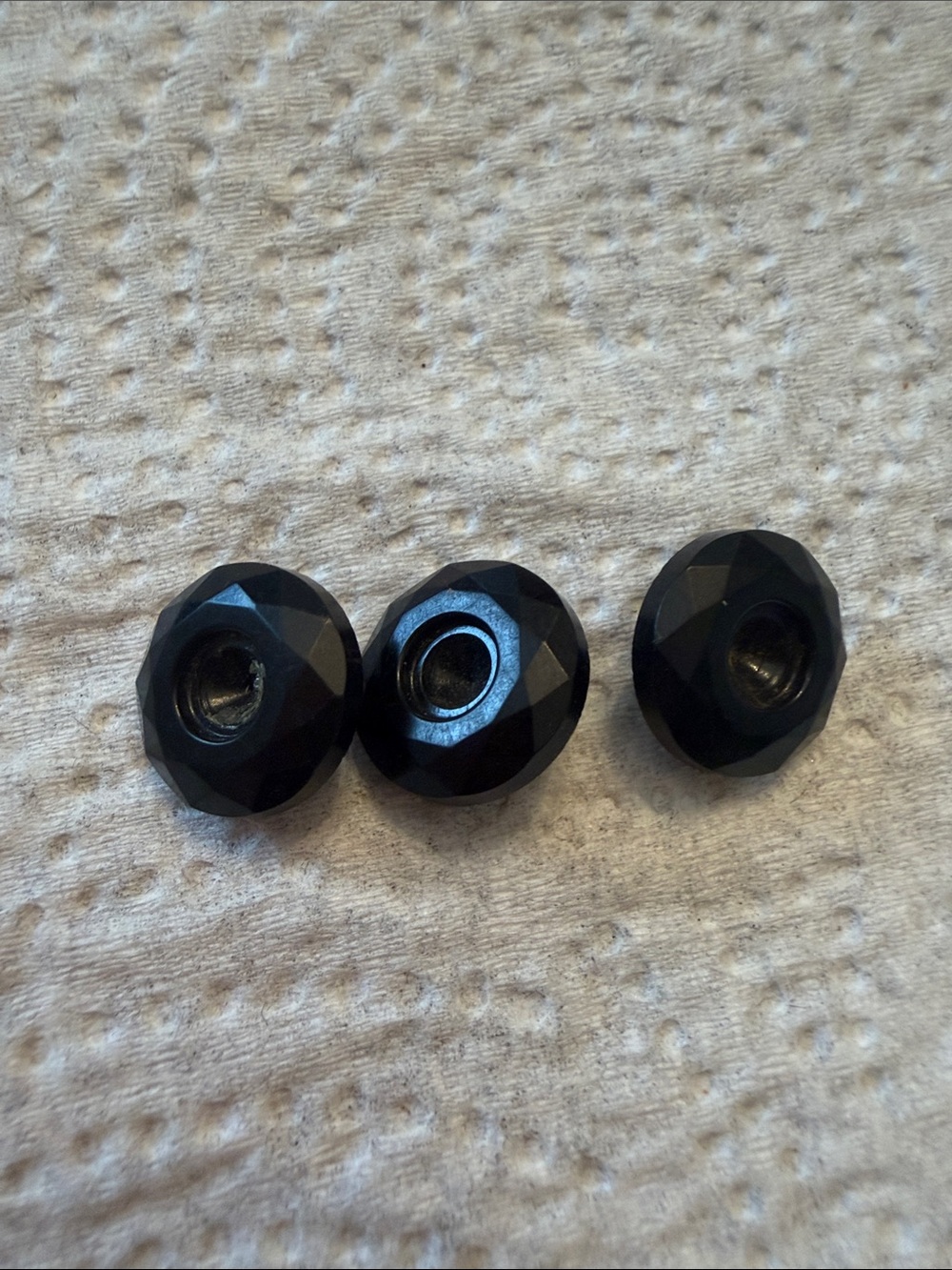 Faceted Black Charm Beads (3)